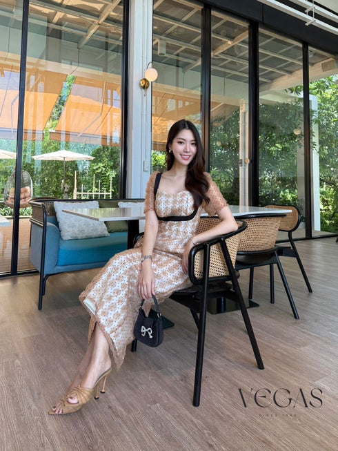 Women Elegant Square Neck Peplum Dress